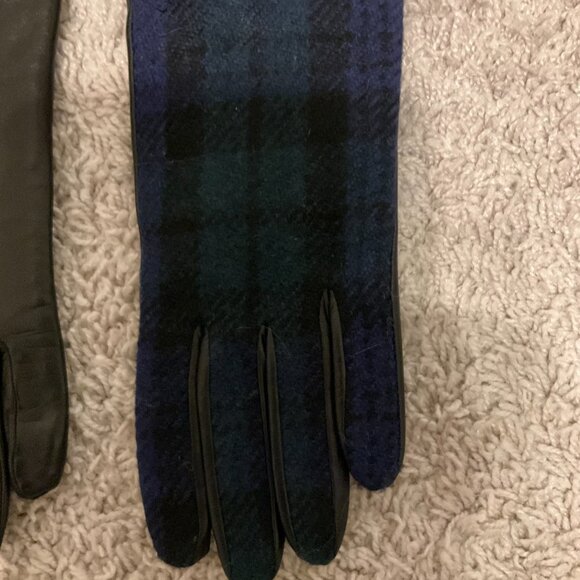 j.crew Leather gloves with Black Watch. size: L. color: black WATCH. item # F879 - Picture 7 of 7